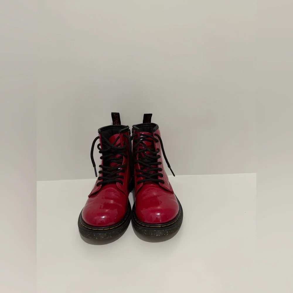 Doc Martens Dr. Martens youth Size 3 patent side zip red combat boots like new